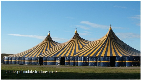 MT66 series ‘palisade’ tent, note that the three in-line ‘king-poles’ precludes using this structure for anything other than dance/rave events