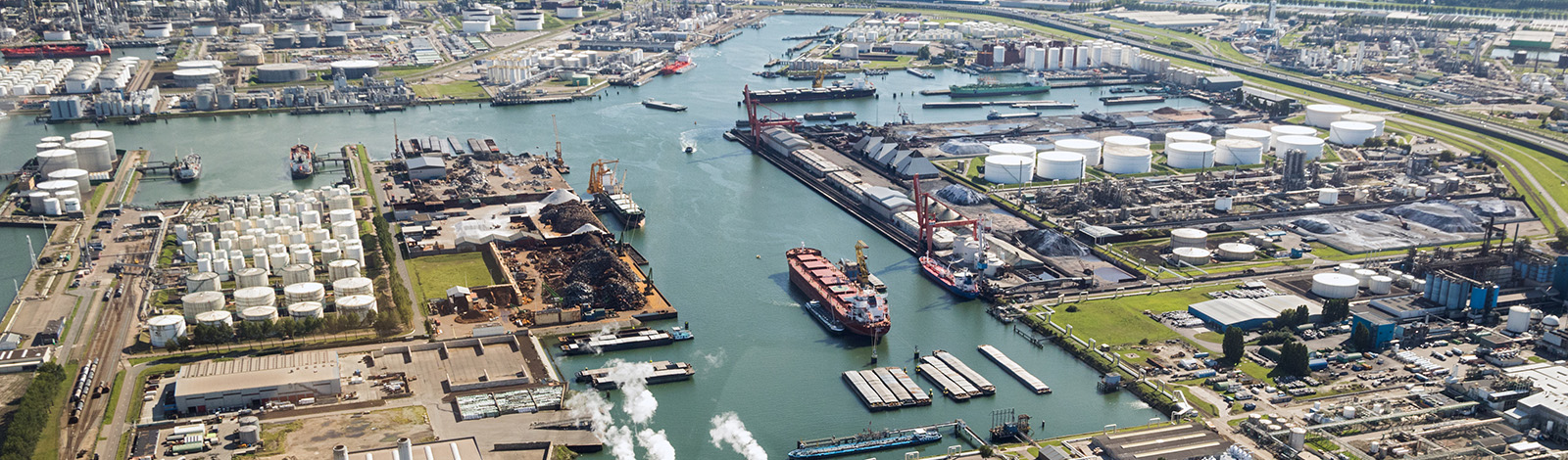 A bird's eye view of the port of Rotterdam