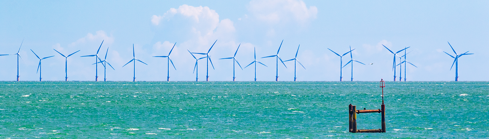 A view of an offshore wind farm