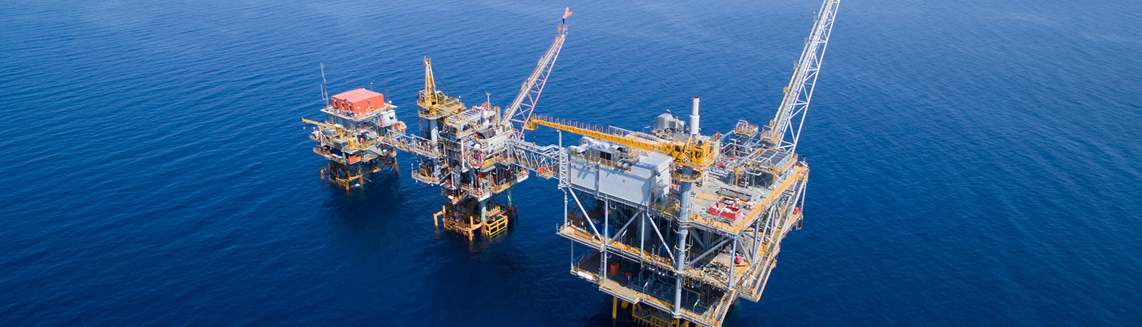 A view of an oil rig platform at sea