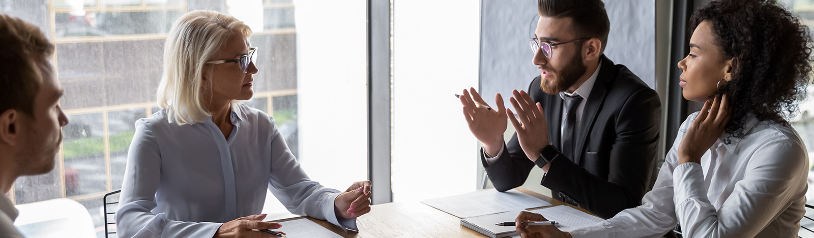 A view of people in a meeting